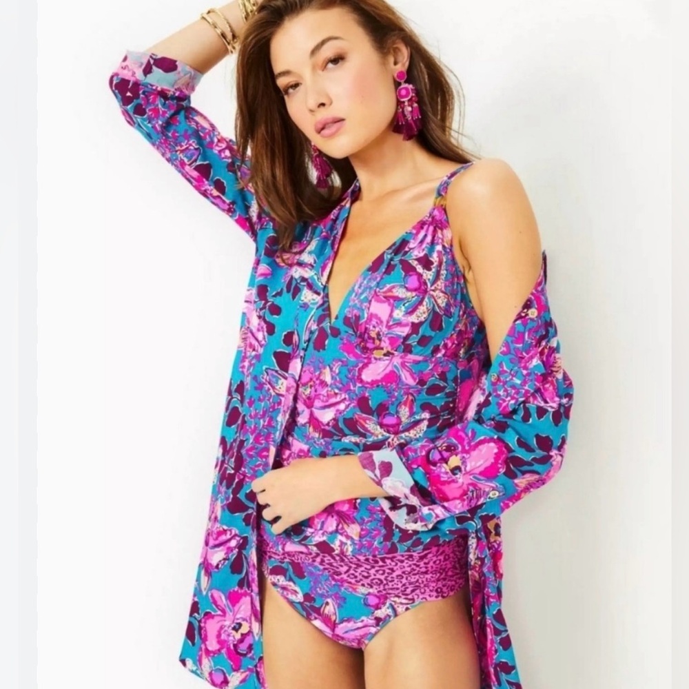 NWT Lilly Pulitzer Natalie Swim Coverup XXS Blue Rhapsody Orchid You Not